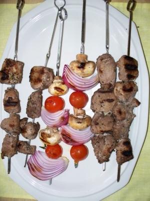 souvlaki grec de chaton (brochettes d'agneau ou de porc grillées)