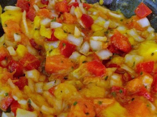 exotique ya 'faire une crevette jamaïque jerk avec salsa à la mangue et à la papaye