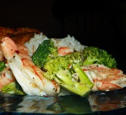 crevettes grillées et brocoli