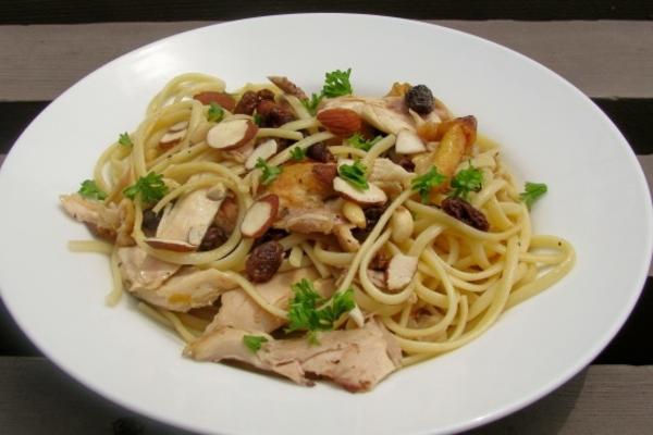 poulet et spaghettis nif avec une touche orientale