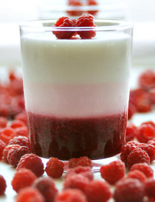 doit essayer le dessert framboise faible en gras (panna cotta-ish)