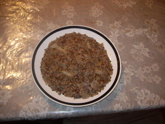 plat de riz aux lentilles (plat arabe mujadarah)