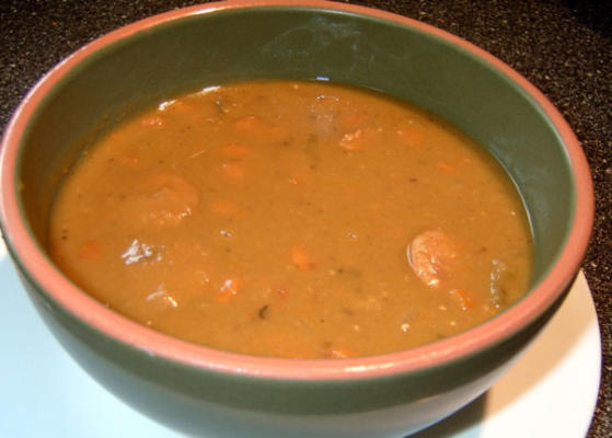 soupe aux pois avec saucisse - mijoteuse