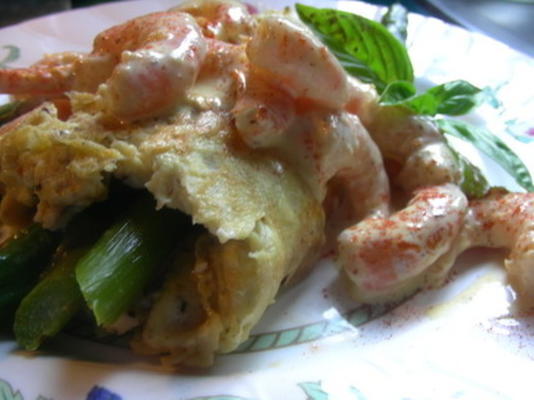 omelette aux asperges avec sauce hollandaise aux crevettes (pour andi)