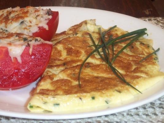 omelette à la ciboulette avec lard gruyère et canadien