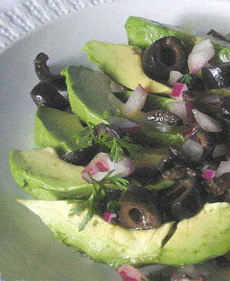 Eventails avec vinaigrette aux olives noires