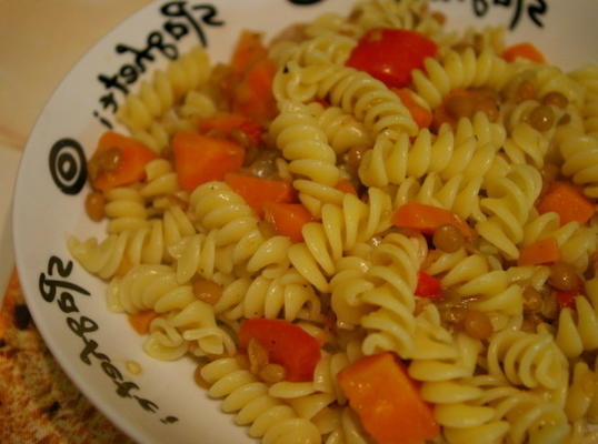 penne à la sauce rustique aux lentilles