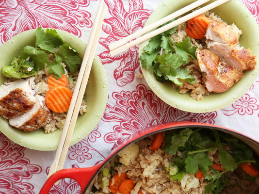 poulet sauté w / mélange de légumes congelés