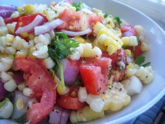 salade de maïs et tomates sucrées avec coriandre