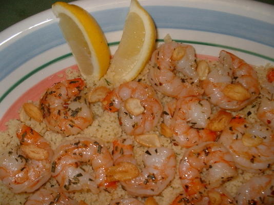 crevettes méditerranéennes avec chips d'ail