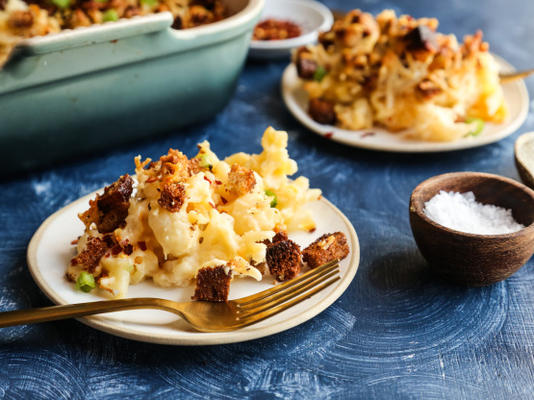 gratin de pâtes et de fromage au chou-fleur