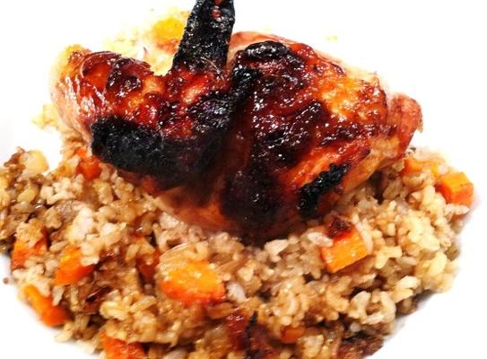 poulet croustillant a l'orange et riz brun