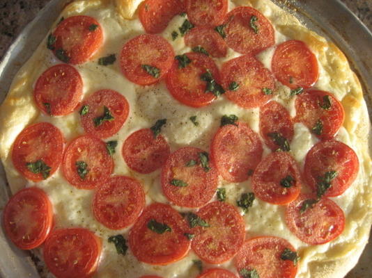 pizza provolone (pizza provolone, tomates roma et basilic frais)