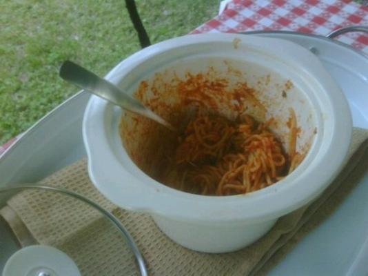 spaghetti à la mijoteuse et boulettes de viande