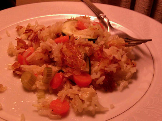 riz croquant au beurre avec carottes et courgettes au parmesan