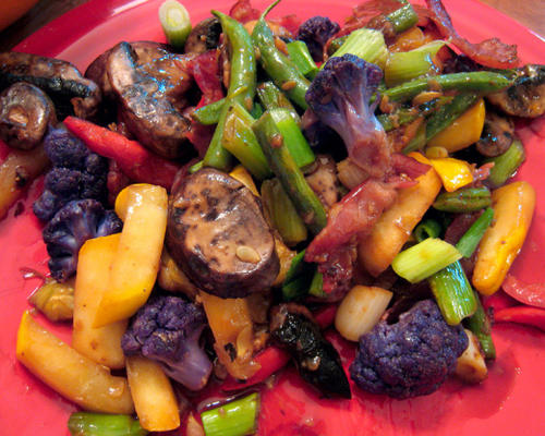 sauté aux lardons et aux champignons