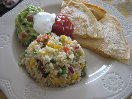 salade de maïs au quinoa avec vinaigrette à la coriandre, ciboulette et citron-lime