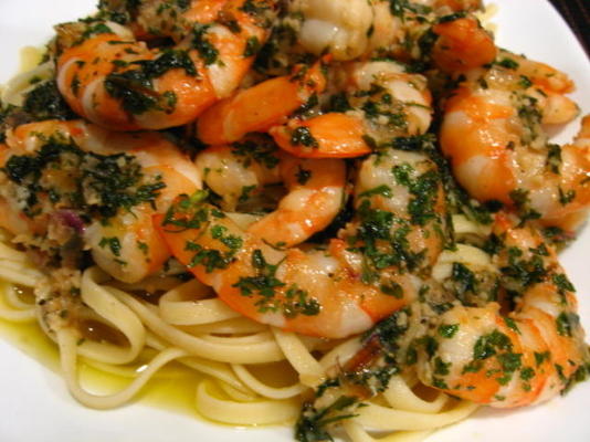 linguini aux crevettes et à l'échalote de joes du commerçant