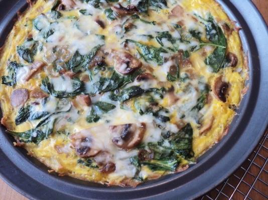 quiche aux champignons et épinards à la croûte de pommes de terre