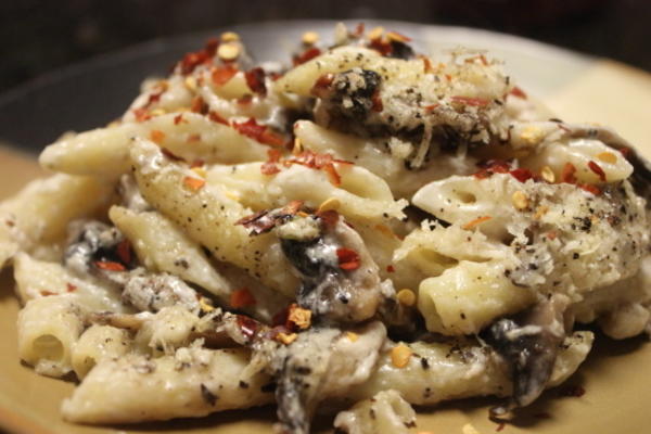 penne aux champignons et au fromage