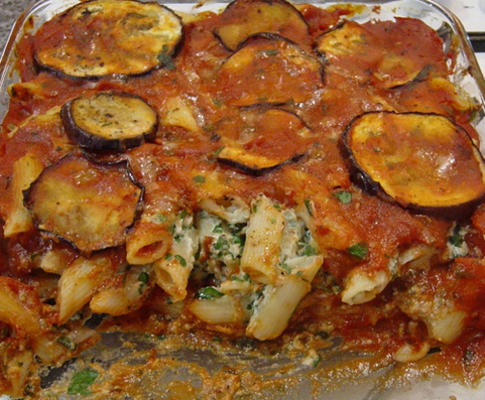 aubergine et ziti parmesan