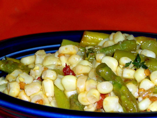 asperges grillées, salade de maïs