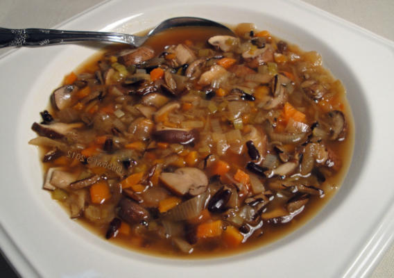 soupe aux oignons, aux poireaux et aux champignons (adaptée aux diabétiques)