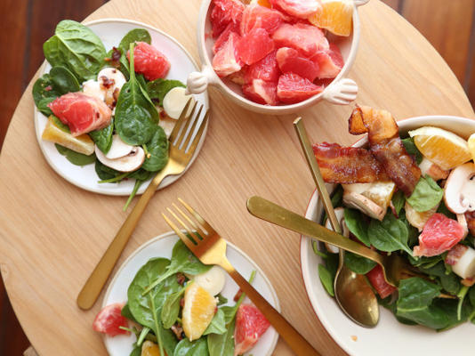 salade d'épinards au pamplemousse