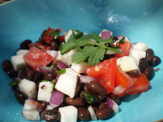 salade de jicama, tomates et haricots noirs