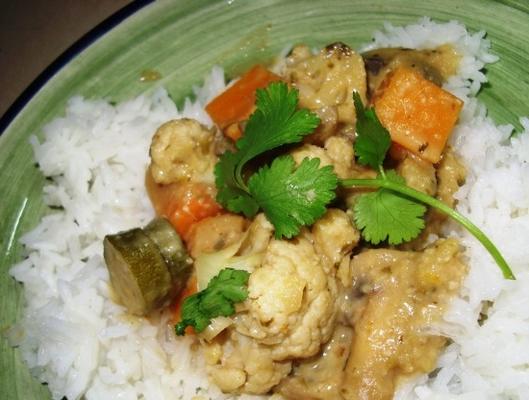 curry de noix de coco vert avec des légumes