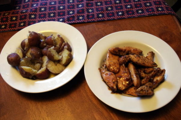 poulet pavot abricot avec pommes de terre à l'aneth