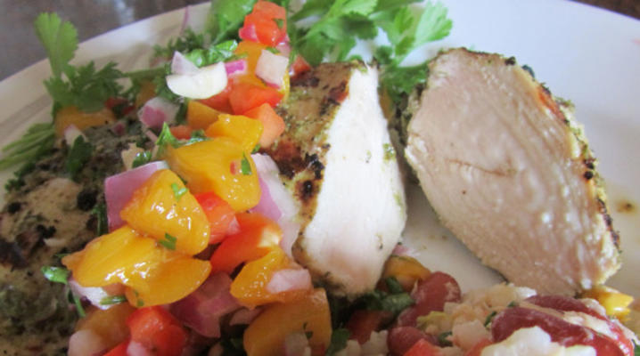 poulet jerk lubbers avec salsa à la pêche