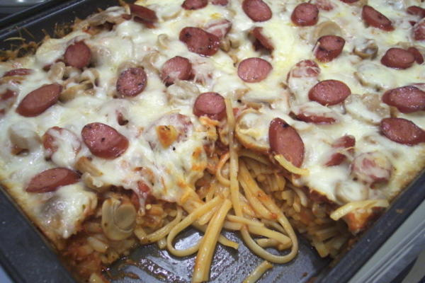 pizza spaghetti casserole (oamc)
