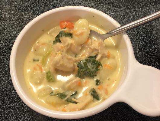 soupe au poulet et gnocchi ala oliveraie