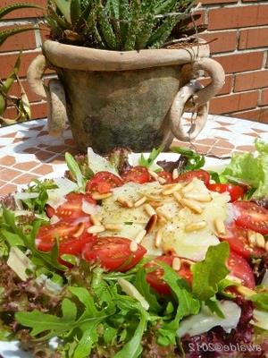 Salade de tomates, roquette (roquette) et parmesan