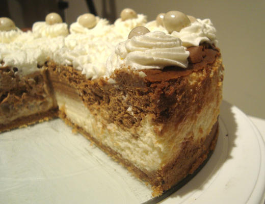 gâteau au fromage en marbre de style new york avec une croûte de chocolat