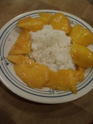 riz gluant sucré à la mangue (kha neow mamuang)