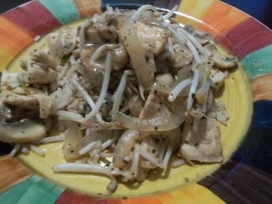 poulet tamarin avec germes de soja et champignons