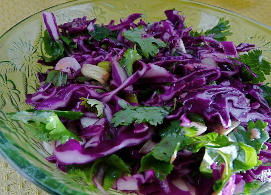 salade crue végétalienne au chou rouge