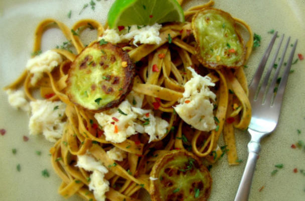 linguine au crabe et à la courgette