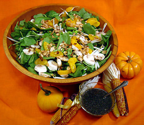 salade d'épinards avec vinaigrette aux graines de pavot citron vert