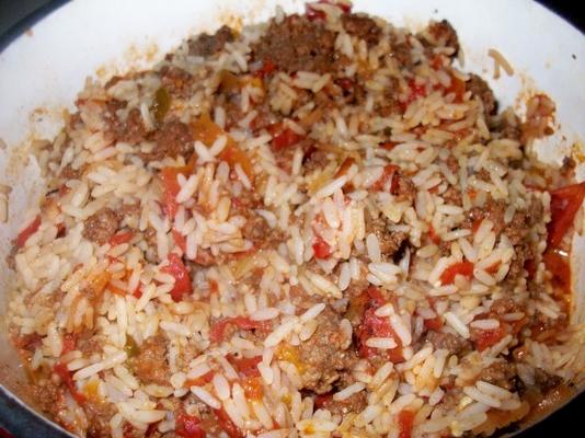 riz épicé au boeuf haché (un plat)