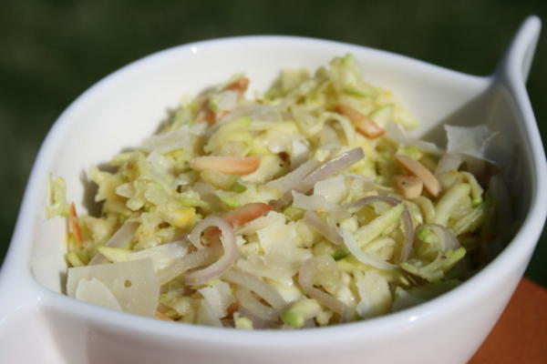 sauté de courgettes avec zeste de citron, parmesan-reggiano et amandes