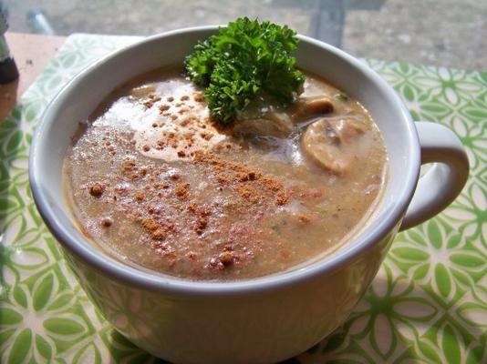 soupe crémeuse aux champignons et aux épices (faible en gras et végétalien)