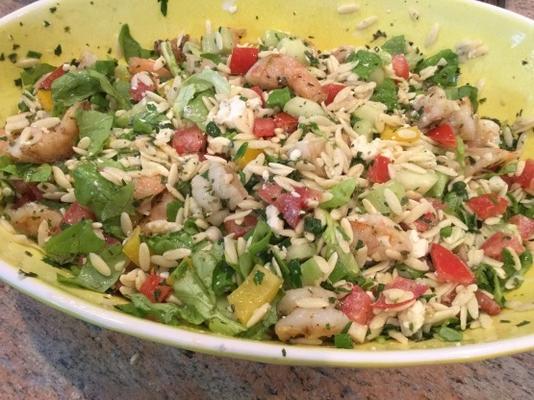 salade de crevettes, feta et orzo