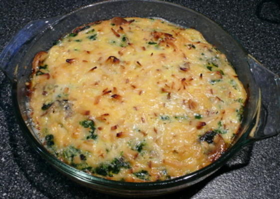 Frittata aux champignons et épinards avec gouda fumé