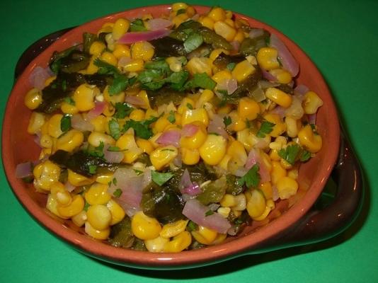 salade de maïs et poblano rôti à la coriandre