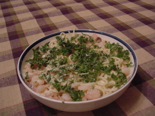 scampi de crevettes avec spaghettis