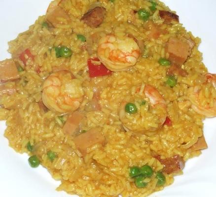 paella au jambon fumé