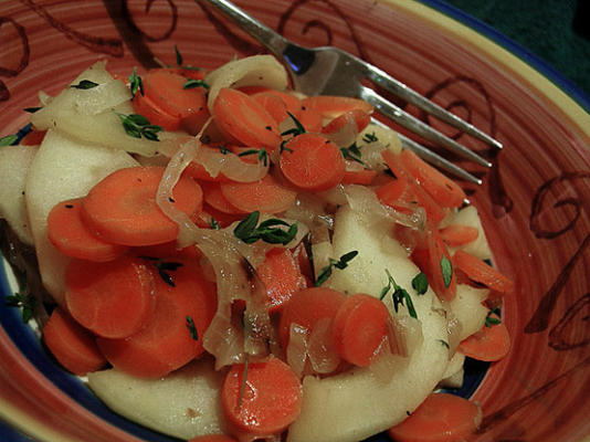 oignons caramélisés aux pommes et carottes